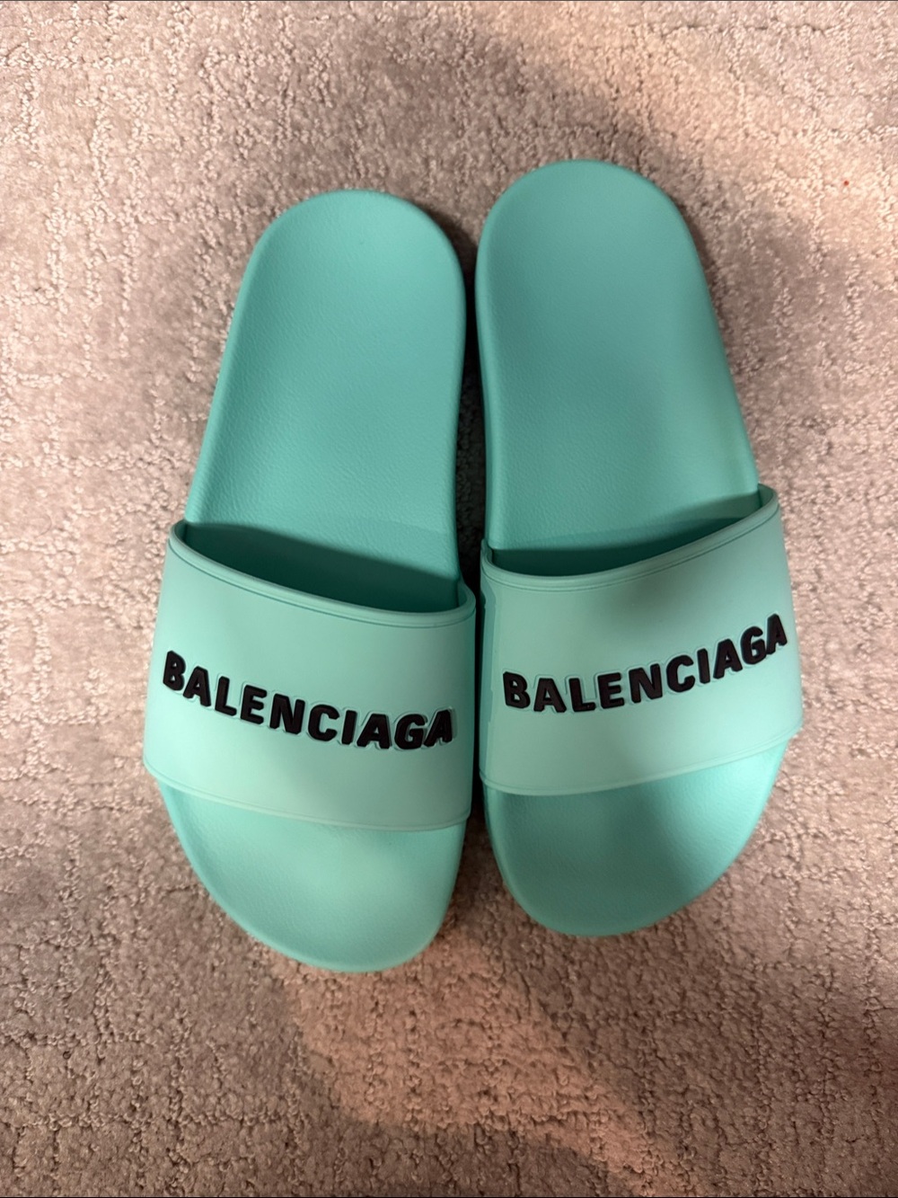 Balenciaga Mint Green Pool Slide Sandals